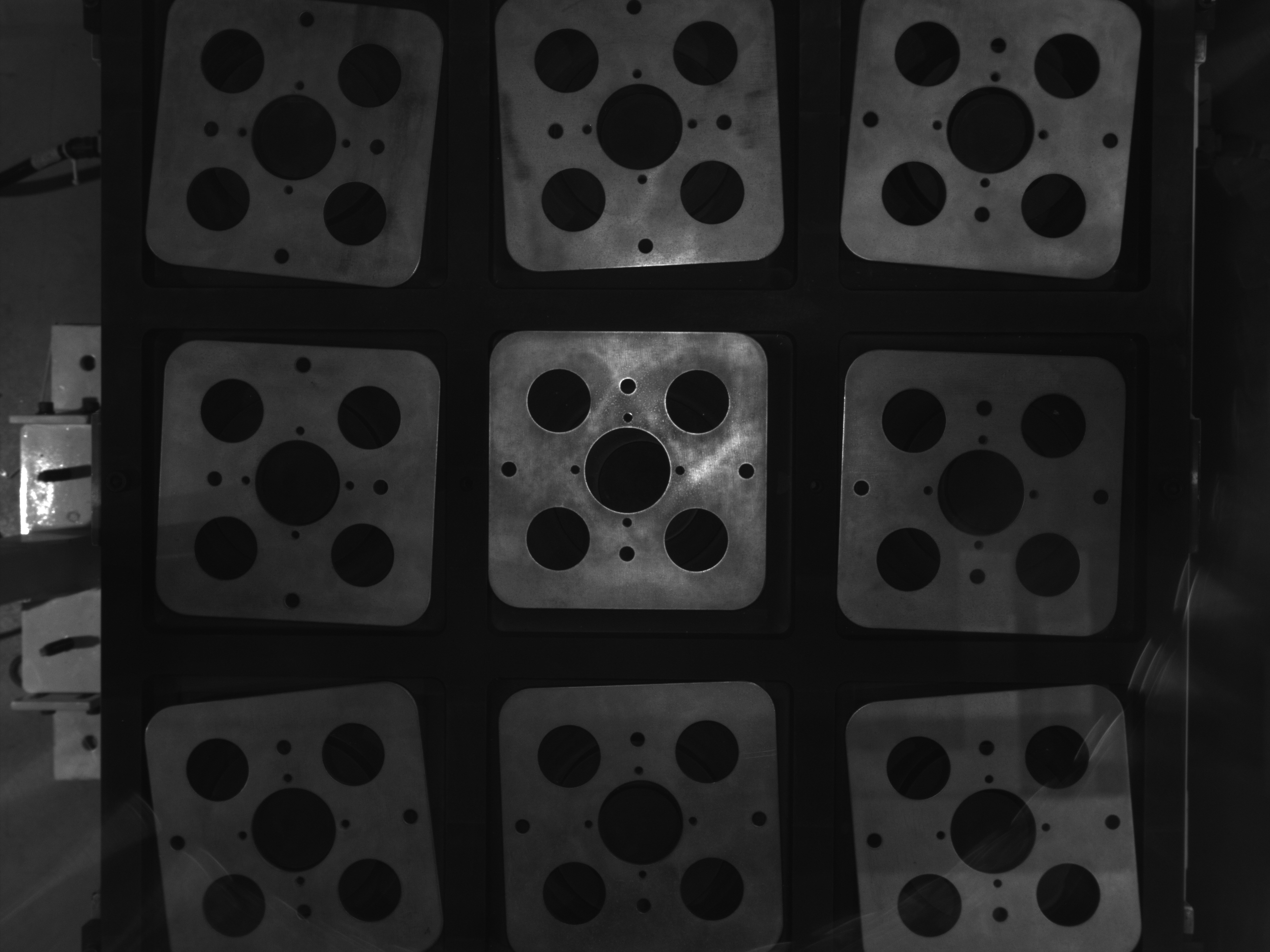 A second camera capture of the component pallet from the robot-guidance project